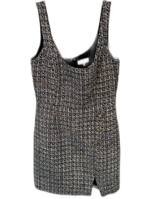 Gianni Bini Size 2 Black & Gold Polyester Tweed Gold Buttons Mini Dress Black & Gold / 2