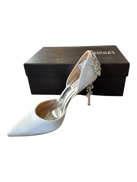 Badgley Mischka Shoe Size 8.5 White & Silver Sateen Rhinestone Heel Pumps White & Silver / 8.5