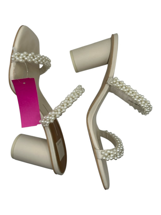 Dolce Vita Shoe Size 8.5 Pearl Faux Pearl Block Heel Square Toe 2 Strap Sandals Pearl / 8.5