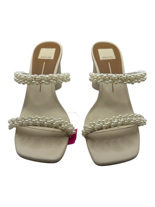 Dolce Vita Shoe Size 8.5 Pearl Faux Pearl Block Heel Square Toe 2 Strap Sandals Pearl / 8.5