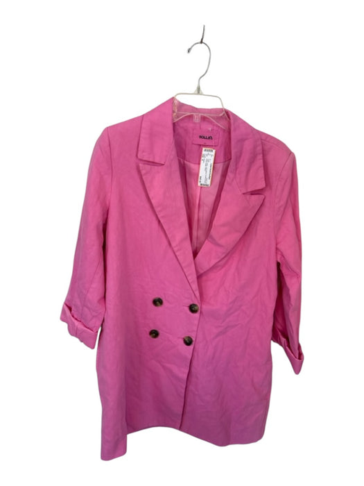 Rolla's Size S Pink Cotton Long Sleeve Double Breast Knee Length Coat Pink / S