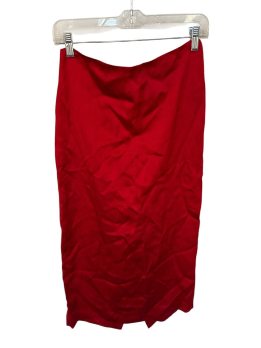 Zara Size M Red Polyester Side Zip Maxi Skirt Red / M