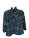Tuckernuck Size S Green & Black Wool Blend Ruffle Collar Plaid Neck Tie Top Green & Black / S