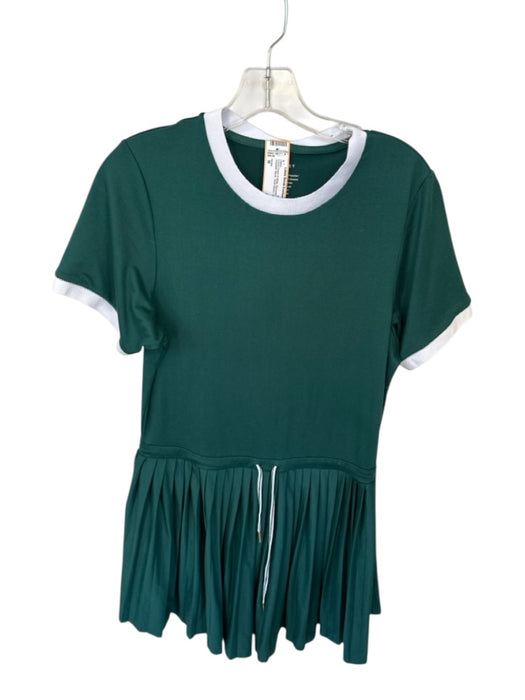 Varley Size M Forest Green & White Recycled Polyester Blend Short Sleeve Dress Forest Green & White / M