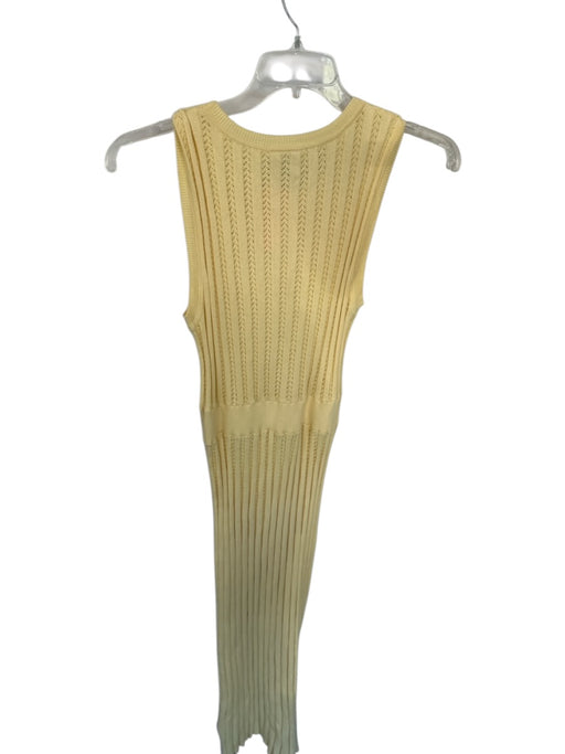 Varley Size M Butter Yellow Cotton Sleeveless Perforated Elastic Waist Dress Butter Yellow / M