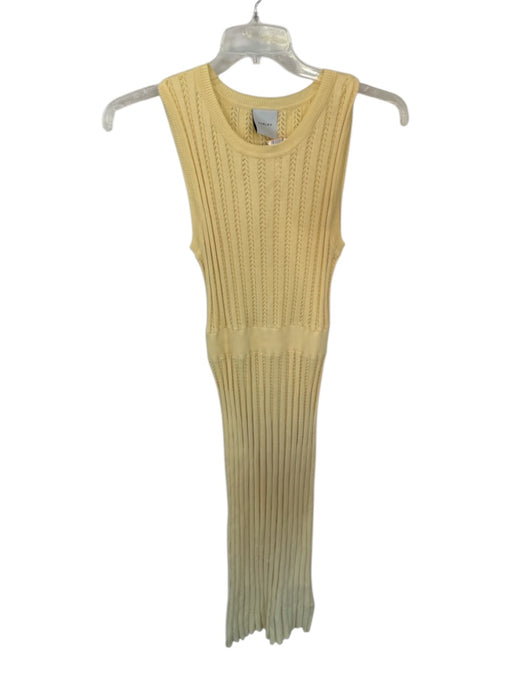 Varley Size M Butter Yellow Cotton Sleeveless Perforated Elastic Waist Dress Butter Yellow / M