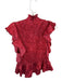 Cinq a Sept Size M Red & Pink Silk Mock Neck smocked Flowers Flutter Sleeve Top Red & Pink / M