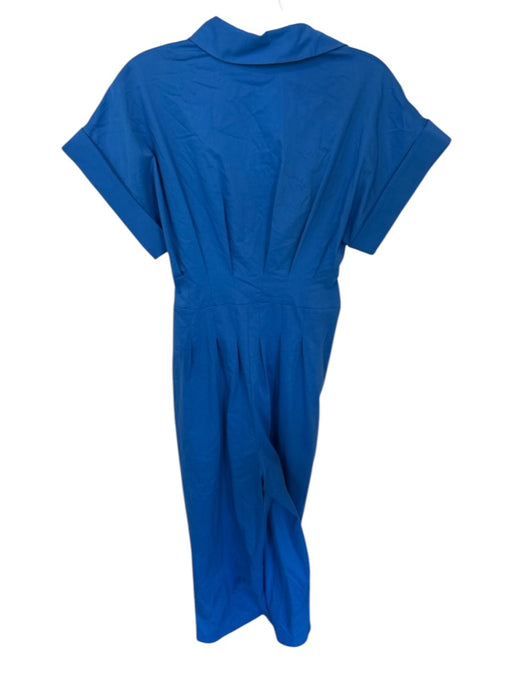 Exquise Size M Electric Blue Cotton Blend Short Cuff Sleeve Buttons Jumper Electric Blue / M