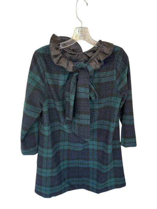 Tuckernuck Size M Green & Black Wool Blend Long Sleeve Plaid Ruffle Neck Dress Green & Black / M
