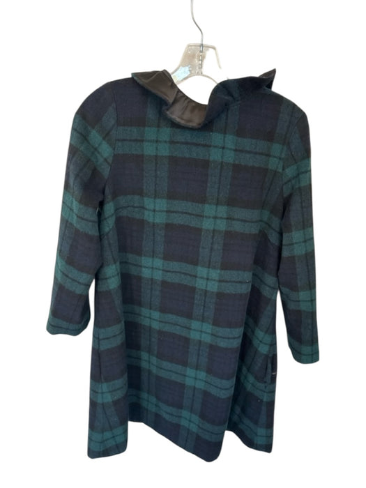 Tuckernuck Size M Green & Black Wool Blend Long Sleeve Plaid Ruffle Neck Dress Green & Black / M