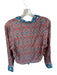 Lolita Jaca Size S Orange & Teal Print Silk Long Sleeve Kaleidoscope Collar Top Orange & Teal Print / S