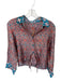 Lolita Jaca Size S Orange & Teal Print Silk Long Sleeve Kaleidoscope Collar Top Orange & Teal Print / S