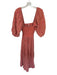 Free People Size M Terracotta Cotton Long Balloon Sleeve smocked Maxi Dress Terracotta / M