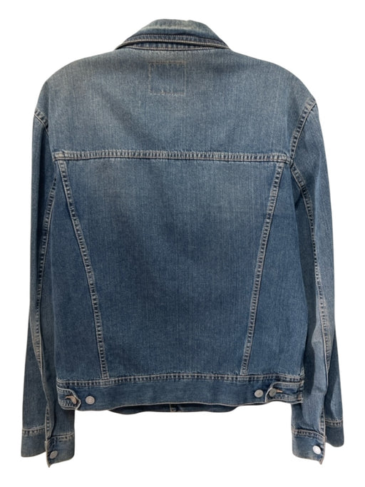 Sisley Size Est L medium dark wash Cotton Blend Solid Trucker Men's Jacket medium dark wash / Est L