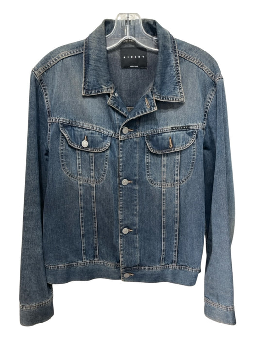 Sisley Size Est L medium dark wash Cotton Blend Solid Trucker Men's Jacket medium dark wash / Est L