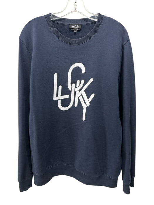 APC Size XXL Navy & White Cotton Graphic Men's Sweatshirt Navy & White / XXL