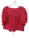 The Shirt Size L Red & White Polyester Floral Buttons V Neck Bubble Sleeve Top Red & White / L