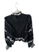 Farm Rio Size M Black & White Cotton Stitch Detail Long Sleeve Ruffle Top Black & White / M