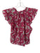 Stark X Size L Pink Cotton Floral Ruffle V Neck Front Tie Top Pink / L