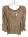 Nation Size XL Tan Cotton Long Sleeve Scrunch Detail V Neck Top Tan / XL