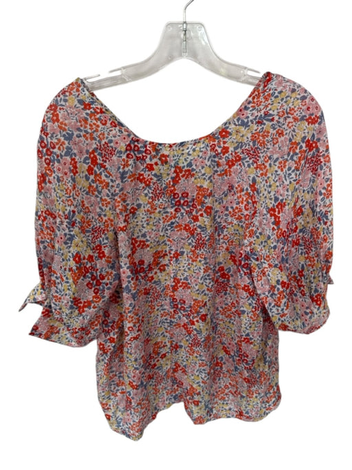 Karlie Size L Multi Viscose Blend Floral V Neck Bubble Sleeve Top Multi / L