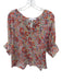Karlie Size L Multi Viscose Blend Floral V Neck Bubble Sleeve Top Multi / L