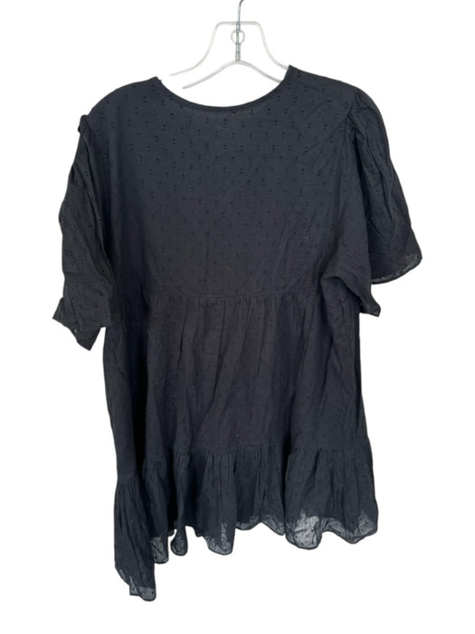 India Collection Emerson Fry Size M/L Black Cotton Tassels V Neck Dress Black / M/L