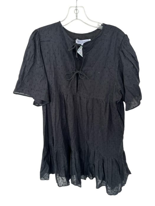India Collection Emerson Fry Size M/L Black Cotton Tassels V Neck Dress Black / M/L
