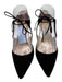 Jimmy Choo Shoe Size 37.5 Black Leather Upper Suede Laced Detail Stiletto Pumps Black / 37.5