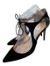 Jimmy Choo Shoe Size 37.5 Black Leather Upper Suede Laced Detail Stiletto Pumps Black / 37.5