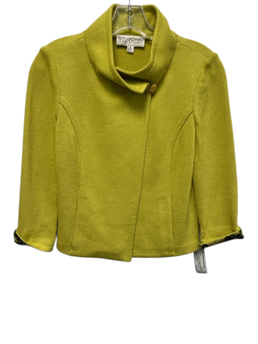 St. John Collection Size 2 Chartreuse Green No Fabric Tag Knit High Neck Jacket Chartreuse Green / 2
