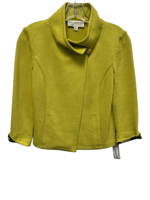 St. John Collection Size 2 Chartreuse Green No Fabric Tag Knit High Neck Jacket Chartreuse Green / 2