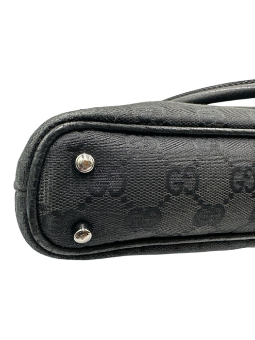 Gucci Black Leather & Canvas Guccissima Top Handle Magnetic Snap Closure Bag Black