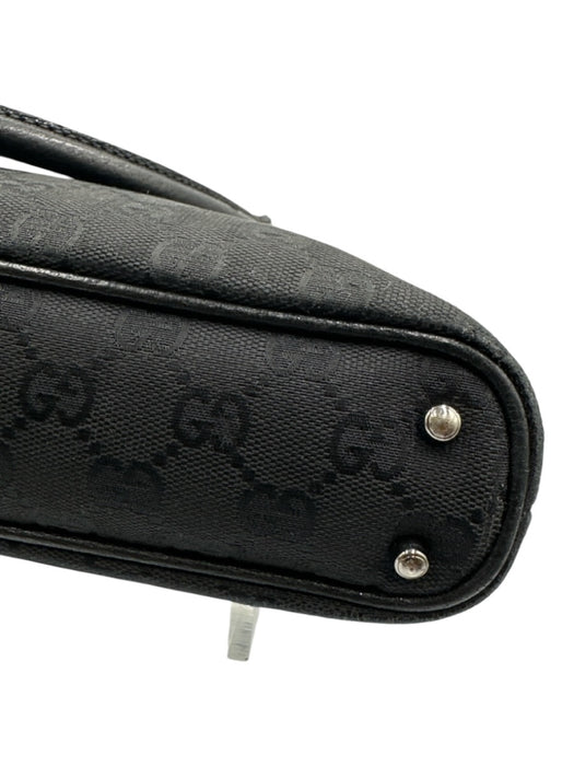 Gucci Black Leather & Canvas Guccissima Top Handle Magnetic Snap Closure Bag Black