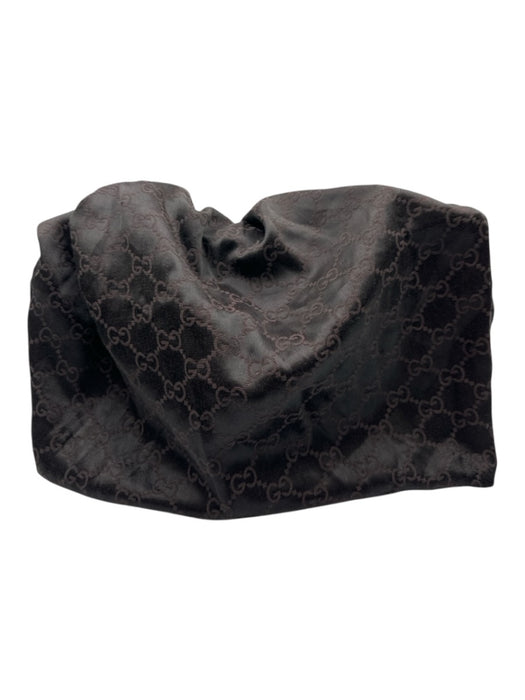 Gucci Black Leather & Canvas Guccissima Top Handle Magnetic Snap Closure Bag Black