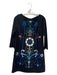 Tibi Size M Black & Multi Polyester Boat Neck 3/4 Sleeve Floral Print Dress Black & Multi / M