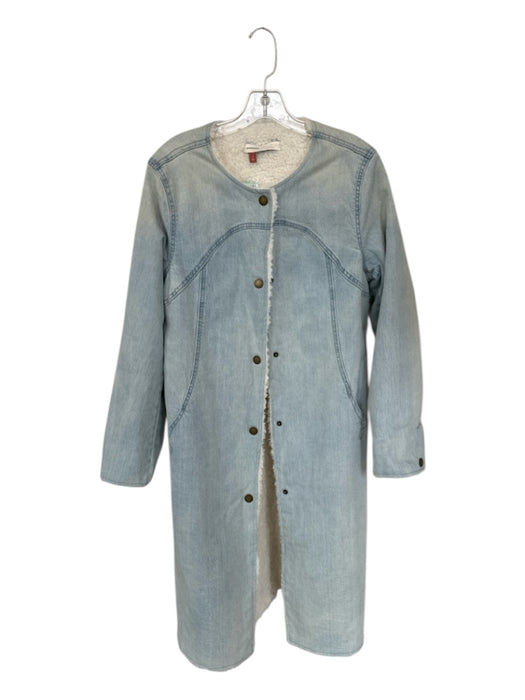 Pilcro Size S Light Wash Cotton Faux Shearling Snap buttons Denim Coat Light Wash / S
