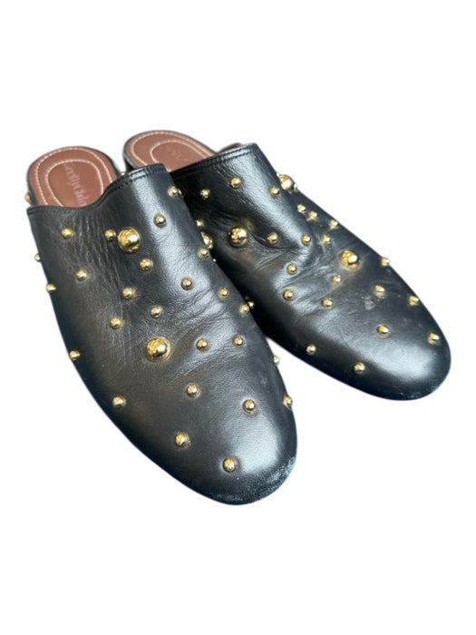 See By Chloe Shoe Size 37 Black & Gold Leather Studded Kitten Heel Mules Black & Gold / 37