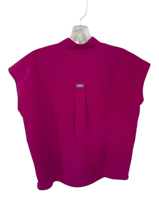 Figs Size XS Magenta Polyester Blend V Neck Pocket Short Sleeve Top Magenta / XS