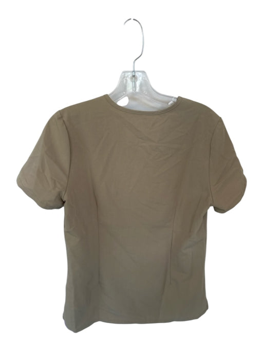 Figs Size XS Khaki Polyester Blend V Neck Pocket Short Sleeve Top Khaki / XS