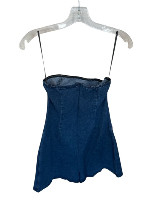 Princess Polly Size 4 Dark Wash Cotton Blend Strapless Built - In Shorts Dress Dark Wash / 4
