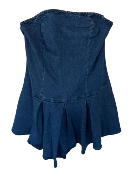 Princess Polly Size 4 Dark Wash Cotton Blend Strapless Built - In Shorts Dress Dark Wash / 4