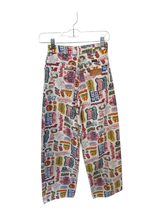 Wrangler Size 25 White & Multi Cotton Abstract High Waist Barrel Jeans White & Multi / 25