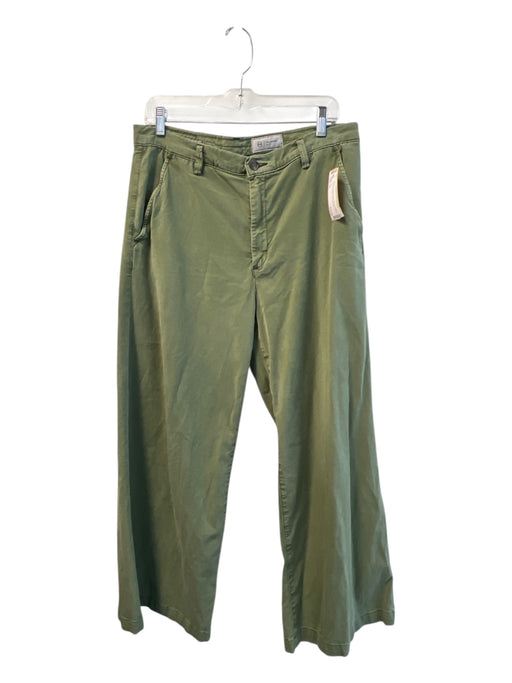 AG Size 30 Green Lyocell Zip Fly 4 Pocket Wide Leg Belt Loops Pants Green / 30