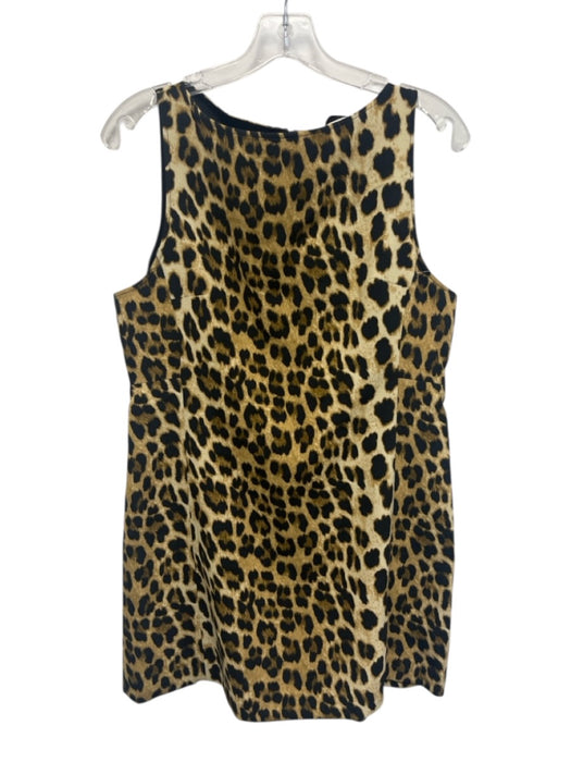Zara Size L Black & Brown Viscose Leopard Print Sleeveless Boat Neck Dress Black & Brown / L
