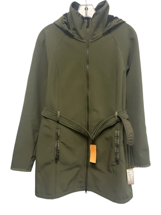 The North Face Size M Moss Green Polyester Blend Zip Front Hooded Belted Coat Moss Green / M