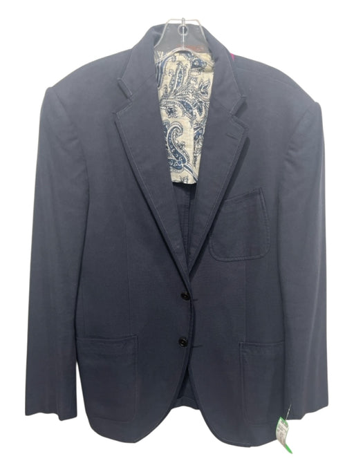 Etro Navy Cotton Blend Solid Patch Pocket 3 button Men's Blazer Navy / 50