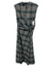 Cedric Charlier Size 8 Gray, Green, Blue Polyester Blend Zip Plaid Midi Dress Gray, Green, Blue / 8