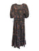 Ulla Johnson Size 4 Black, Brown, Blue Cotton Blend Abstract Floral Midi Dress Black, Brown, Blue / 4