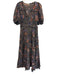 Ulla Johnson Size 4 Black, Brown, Blue Cotton Blend Abstract Floral Midi Dress Black, Brown, Blue / 4